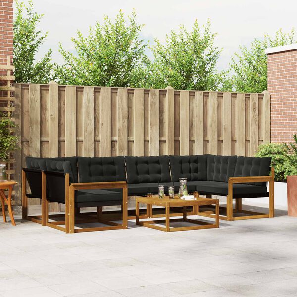 vidaXL K&uuml;lt&eacute;ri kanap&eacute; szett p&aacute;rn&aacute;val 7 pcs Term&eacute;szetes &eacute;s fekete