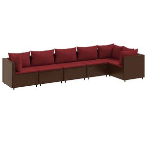 vidaXL 6 r&eacute;szes barna polyrattan kerti &uuml;lőgarnit&uacute;ra p&aacute;rn&aacute;kkal