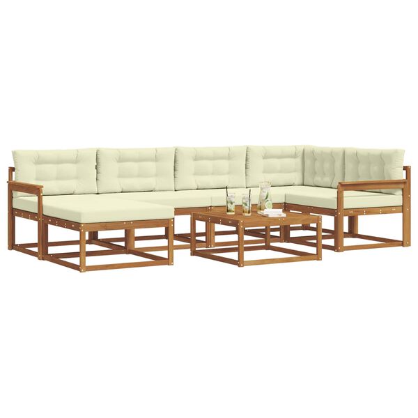 vidaXL K&uuml;lt&eacute;ri kanap&eacute; szett p&aacute;rn&aacute;val 7 pcs Term&eacute;szetes &eacute;s kr&eacute;msz&iacute;nű