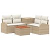 vidaXL Kanap&eacute; Szett 6 db Beige &eacute;s Kr&eacute;msz&iacute;nű Poli rattan &eacute;s ac&eacute;l