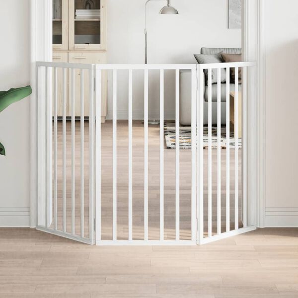 vidaXL összecsukható, 3 paneles, fehér, nyárfa kutyakapu 150 cm