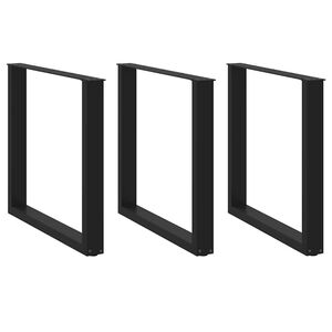 vidaXL 3 db U alak&uacute; &eacute;tkezőasztal l&aacute;b fekete 90 x (72-73) cm ac&eacute;l &eacute;tkezőasztal l&aacute;b