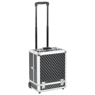 vidaXL fekete alumínium sminkbőrönd 35 x 29 x 45 cm