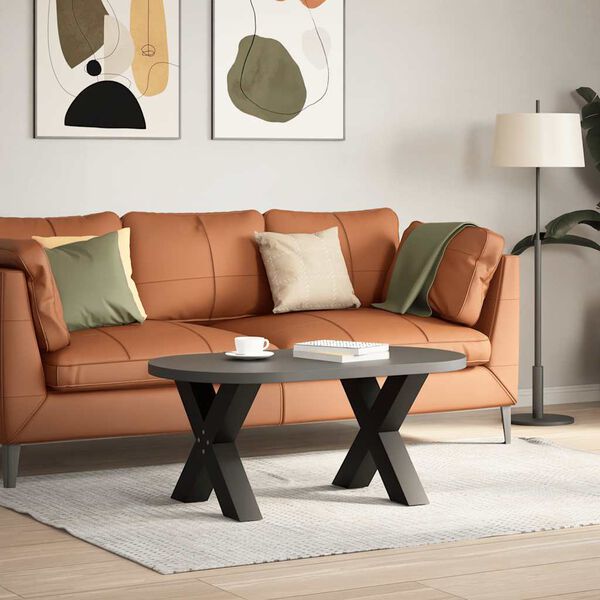 vidaXL 2 db fekete, X alakú acél dohányzóasztal láb 50 x (42-43) cm