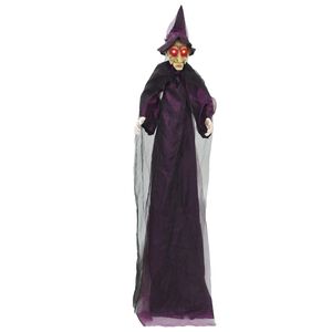 vidaXL F&uuml;ggő Halloween besz&eacute;lő boszork&aacute;ny Lila 216 x 125 cm Poli&eacute;szter