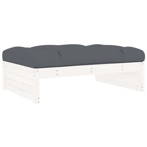 vidaXL feh&eacute;r t&ouml;m&ouml;r fenyőfa kerti l&aacute;bzs&aacute;moly p&aacute;rn&aacute;val 120x80 cm