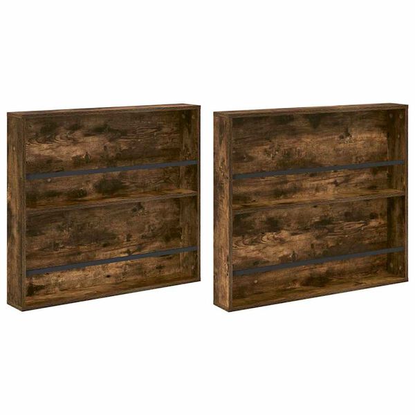 vidaXL Magazin &aacute;llv&aacute;ny 2 pcs F&uuml;st&ouml;lt t&ouml;lgy 80 x 12 x 70 cm Faanyag