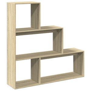 vidaXL 3 szintes sonoma t&ouml;lgy fa elv&aacute;laszt&oacute; k&ouml;nyvespolc 123x29x123 cm