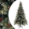 vidaXL z&ouml;ld-feh&eacute;r PVC &eacute;s PE megvil&aacute;g&iacute;tott kar&aacute;csonyfa tobozzal 225 cm