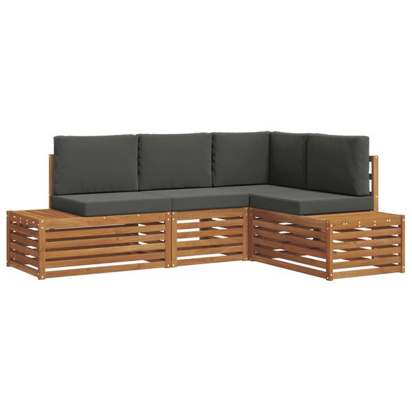 vidaXL K&uuml;lt&eacute;ri kanap&eacute; szett p&aacute;rn&aacute;val 4 Darab Term&eacute;szetes &eacute;s antracit