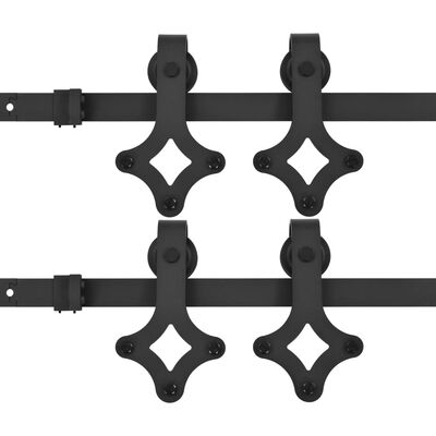 vidaXL 2 darabos fekete acél tolóajtó-szerelvényszett 183 cm