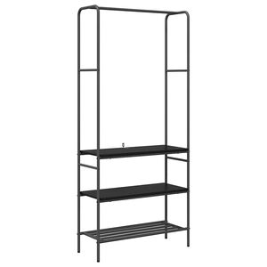 vidaXL Ruhafog&oacute; Fekete T&ouml;lgy 77 x 30 x 171 cm Szerelt Fa