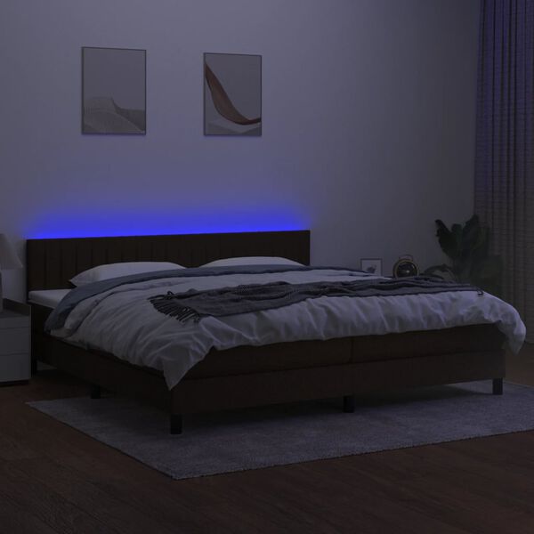 vidaXL barna sz&ouml;vet rug&oacute;s &eacute;s LED-es &aacute;gy matraccal 200x200 cm