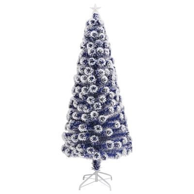 vidaXL fehér és kék száloptikás megvilágított műkarácsonyfa 180 cm