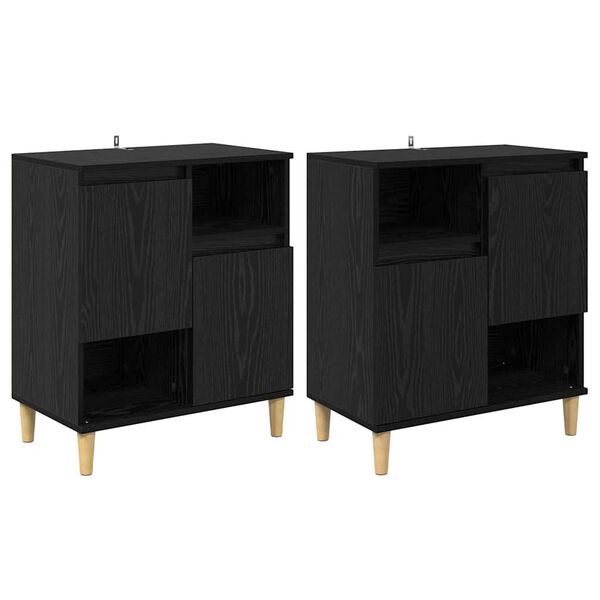vidaXL Oldalszekr&eacute;nyek 2 pcs Fekete t&ouml;lgy 60 x 35 x 70 cm Faanyag