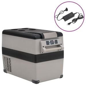 vidaXL fekete-sz&uuml;rke PP-PE hűtől&aacute;da foganty&uacute;val &eacute;s adapterrel 55 L