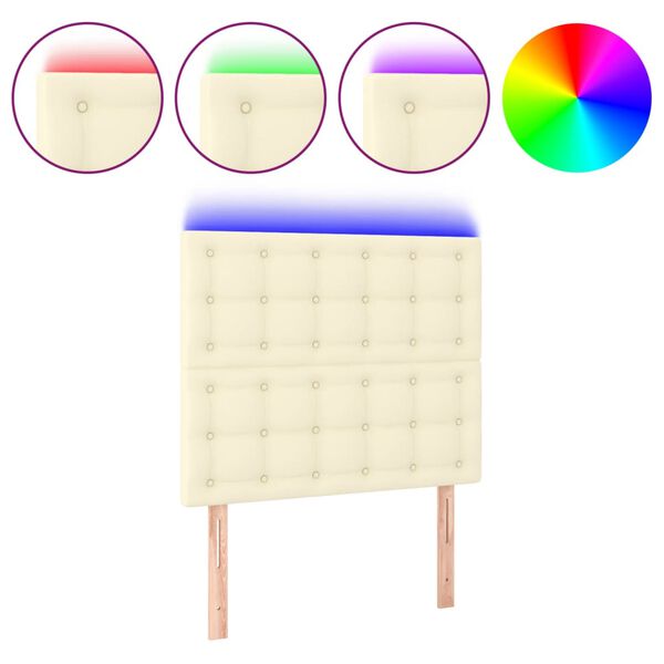 vidaXL kr&eacute;msz&iacute;nű műbőr LED-es fejt&aacute;mla 100x5x118/128 cm