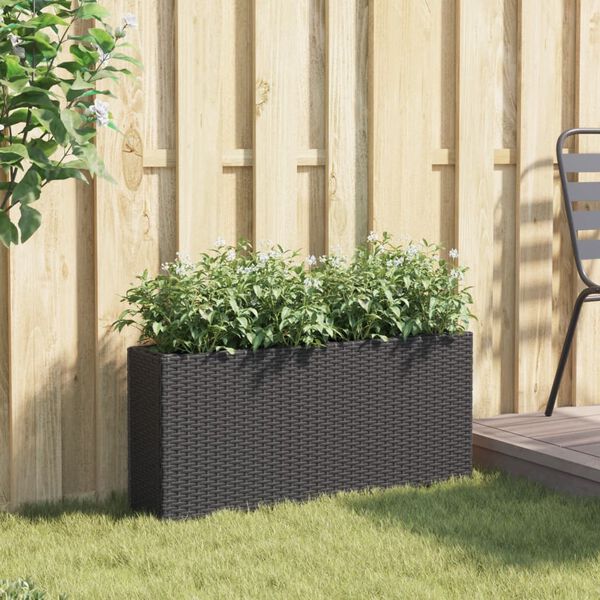 vidaXL fekete polyrattan kerti &uuml;ltetől&aacute;da 2 cser&eacute;ppel 90x20x40 cm