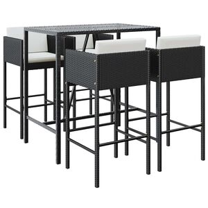 vidaXL 5 r&eacute;szes fekete polyrattan kerti b&aacute;rszett p&aacute;rn&aacute;val