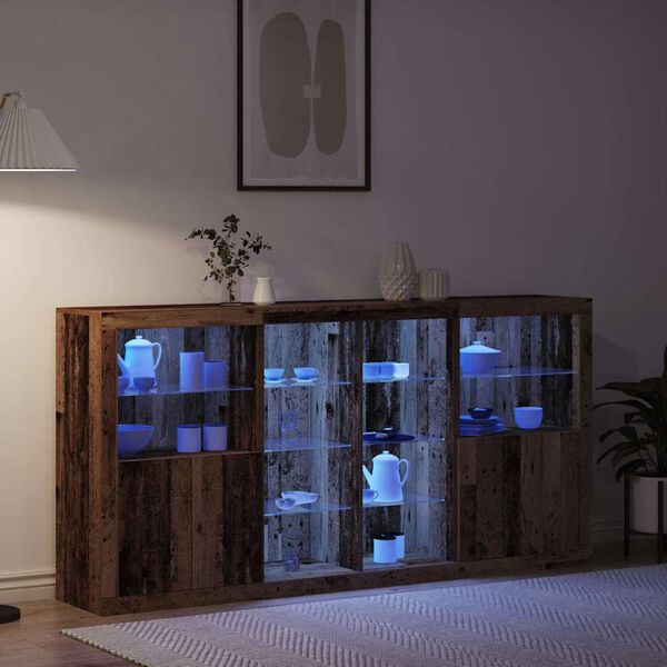 vidaXL LED t&aacute;lal&oacute; 3 pcs &Ouml;reg fa 202 x 37 x 100 cm Faanyag