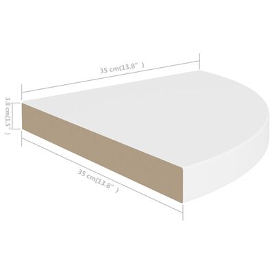 vidaXL fehér MDF lebegő sarokpolc 35 x 35 x 3,8 cm