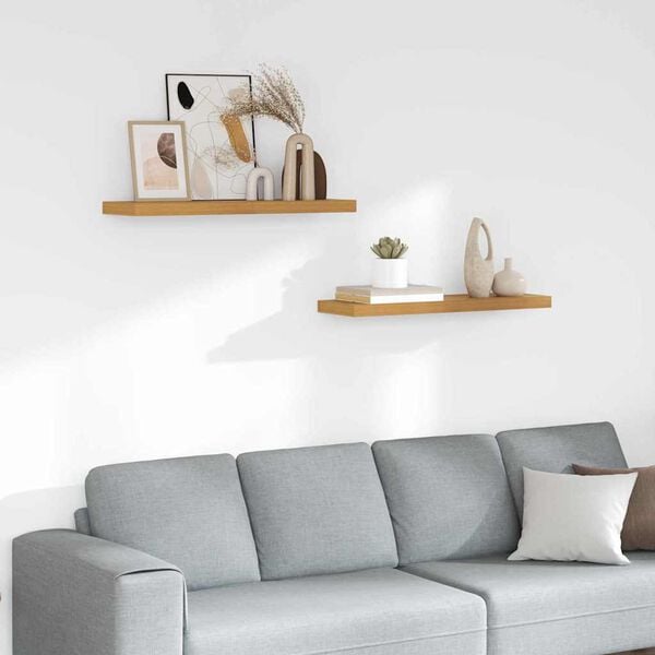 vidaXL Falpolc Falra szerelhető 2 pcs B&eacute;zs 90 x 23,5 x 4 cm Faanyag