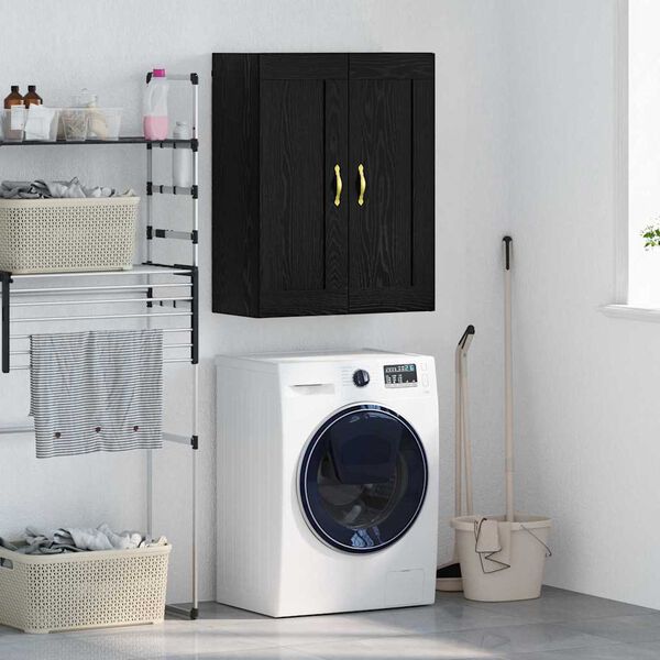 vidaXL Fali szekr&eacute;ny Fekete t&ouml;lgy 69,5 x 34 x 90 cm Faanyag