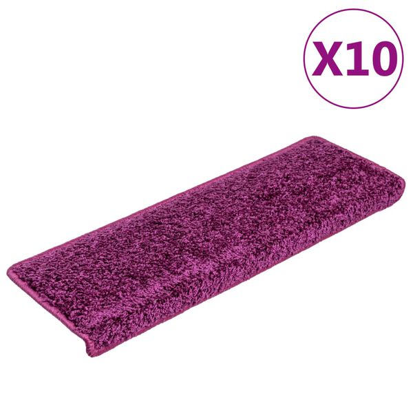 vidaXL 10 db l&eacute;pcsőszőnyeg 65 x 21 x 4 cm lila t&eacute;glalap alak&uacute; sz&eacute;llel