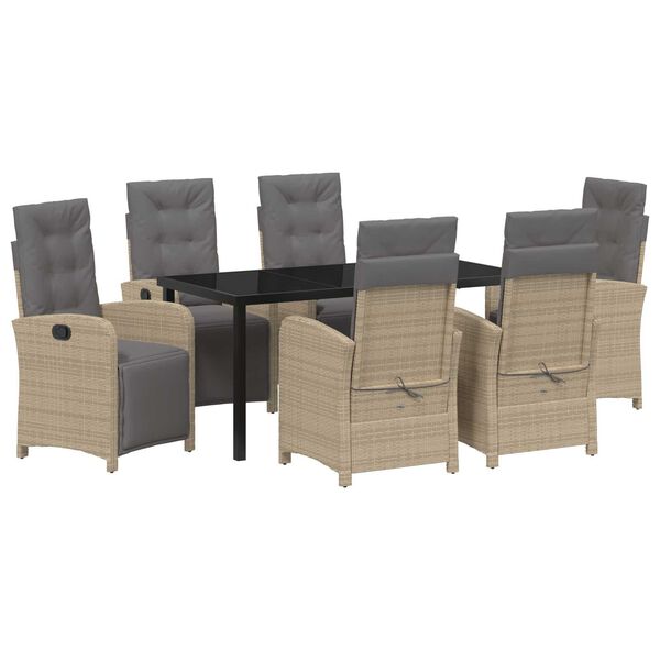 vidaXL Kert &eacute;tkező szett p&aacute;rn&aacute;val 7 pcs B&eacute;zs polirattan