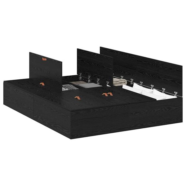 vidaXL Ágykeret tárolóval Musta tammi 140 x 200 cm Faanyag