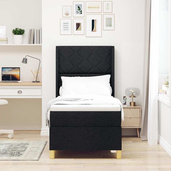 vidaXL Boxrug&oacute;s &aacute;gy matracmal fejt&aacute;ml&aacute;val Fekete 140 x 200 cm sz&ouml;vet