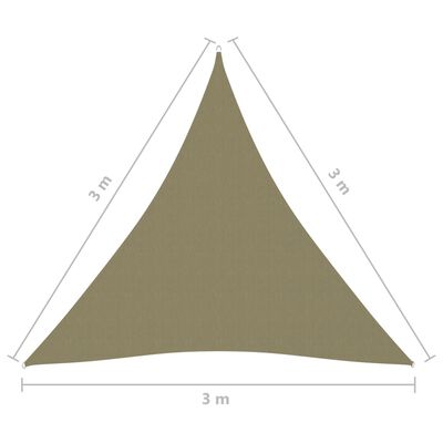 vidaXL bézs háromszögű oxford-szövet napvitorla 3 x 3 x 3 m