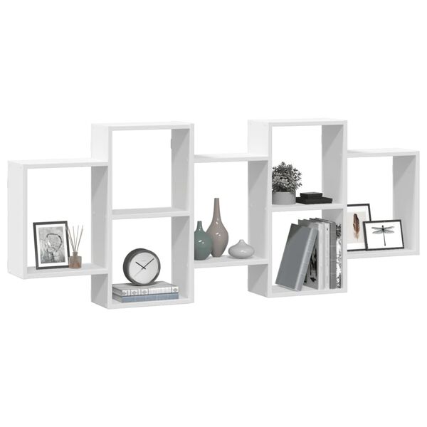 vidaXL fehér szerelt fa fali polc 159 x 18 x 65 cm