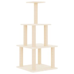 vidaXL kr&eacute;msz&iacute;nű macskab&uacute;tor sziz&aacute;l kapar&oacute;f&aacute;kkal 111 cm