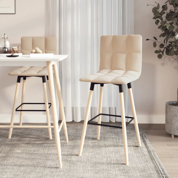 vidaXL 2 db krémszínű szövet bárszék