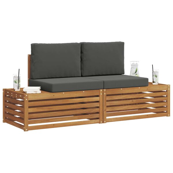 vidaXL K&uuml;lt&eacute;ri kanap&eacute; szett p&aacute;rn&aacute;val 2 Darab Term&eacute;szetes &eacute;s antracit