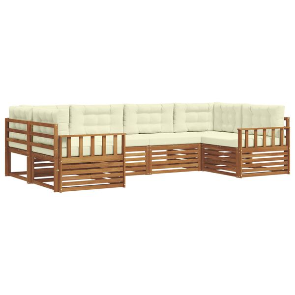 vidaXL K&uuml;lt&eacute;ri kanap&eacute; szett p&aacute;rn&aacute;val 6 pcs Term&eacute;szetes &eacute;s kr&eacute;msz&iacute;nű