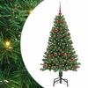 vidaXL Mű kar&aacute;csonyfa 150 LED-del Z&ouml;ld 120 cm PVC &eacute;s Ac&eacute;l &eacute;s Műanyag