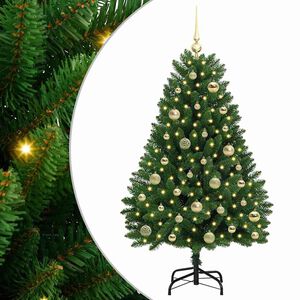 vidaXL Mű kar&aacute;csonyfa 120 cm 150 LED Meleg feh&eacute;r PVC &eacute;s Ac&eacute;l Z&ouml;ld