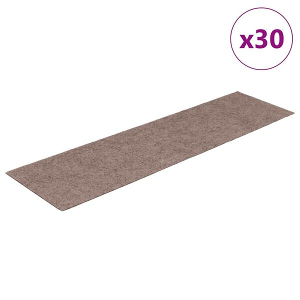vidaXL &ouml;ntapad&oacute;s l&eacute;pcsőszőnyegek 30 db 76 x 20 cm vil&aacute;gosbarna t&eacute;glalap alak&uacute;