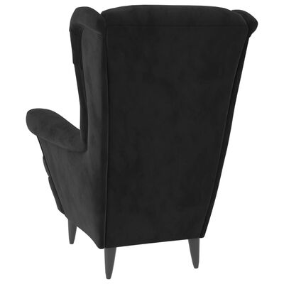 vidaXL fekete bársony magas háttámlájú fotel lábtartóval
