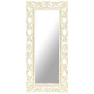 vidaXL k&eacute;zzel faragott feh&eacute;r t&ouml;m&ouml;r mang&oacute;fa t&uuml;k&ouml;r 110 x 50 cm