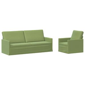 vidaXL Kanap&eacute; Szett 2 pcs Vil&aacute;gos z&ouml;ld B&aacute;rsony