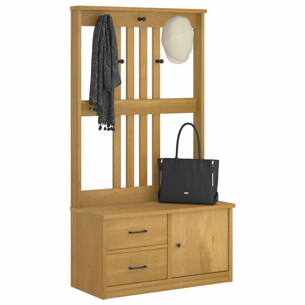 vidaXL SANDNES tömör fenyőfa előszobafa 87x40x159,5 cm