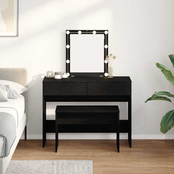 vidaXL Öltözködős szék Musta tammi 70 x 35 x 45 cm Faanyag