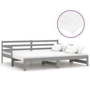 vidaXL sz&uuml;rke t&ouml;m&ouml;r fenyőfa kih&uacute;zhat&oacute; kanap&eacute;&aacute;gy 2 x (90 x 200) cm