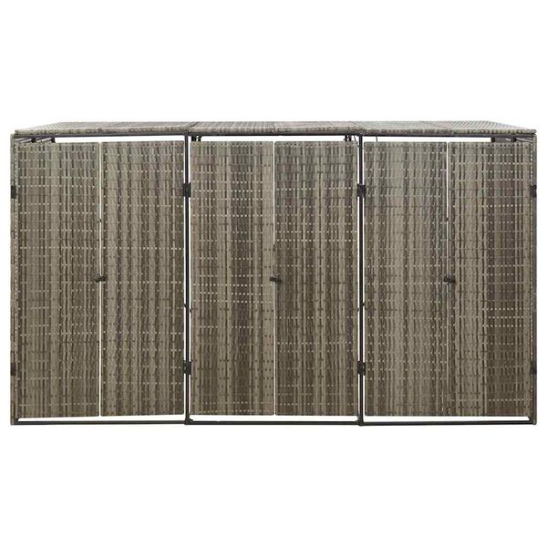vidaXL sz&uuml;rke polyrattan h&aacute;rmas kerekeskuka t&aacute;rol&oacute;f&eacute;szer 207x80x117 cm