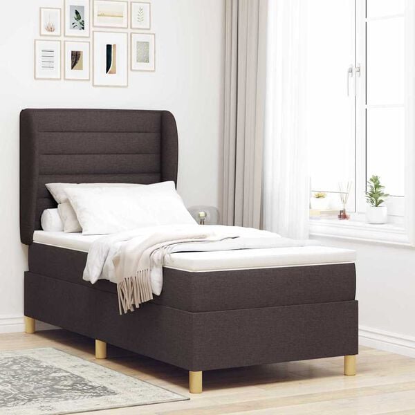 vidaXL Boxspring &aacute;gy matraccal S&ouml;t&eacute;tsz&uuml;rke 90x190 cm Sz&ouml;vet s&ouml;t&eacute;tbarna