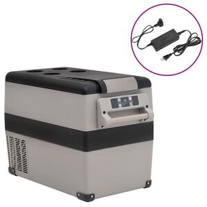 vidaXL fekete-sz&uuml;rke PP-PE hűtől&aacute;da foganty&uacute;val &eacute;s adapterrel 35 L