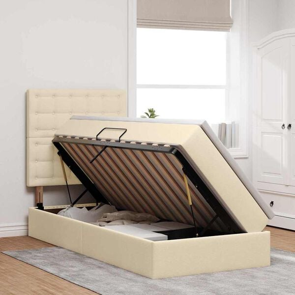 vidaXL &Aacute;gy t&aacute;rol&oacute;val &eacute;s matraccal Kr&eacute;m 90 x 190 cm Poli&eacute;szter